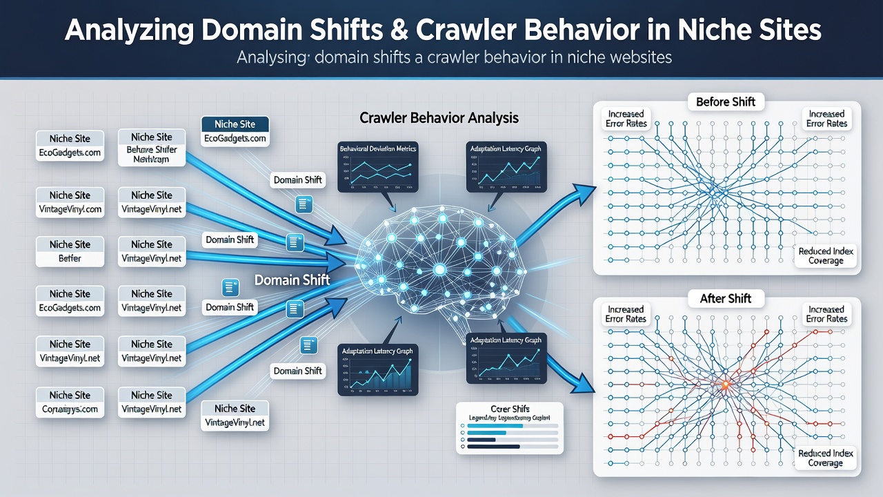 Diagram illustrating crawler path adjustments before and after domain migration on specialized websites