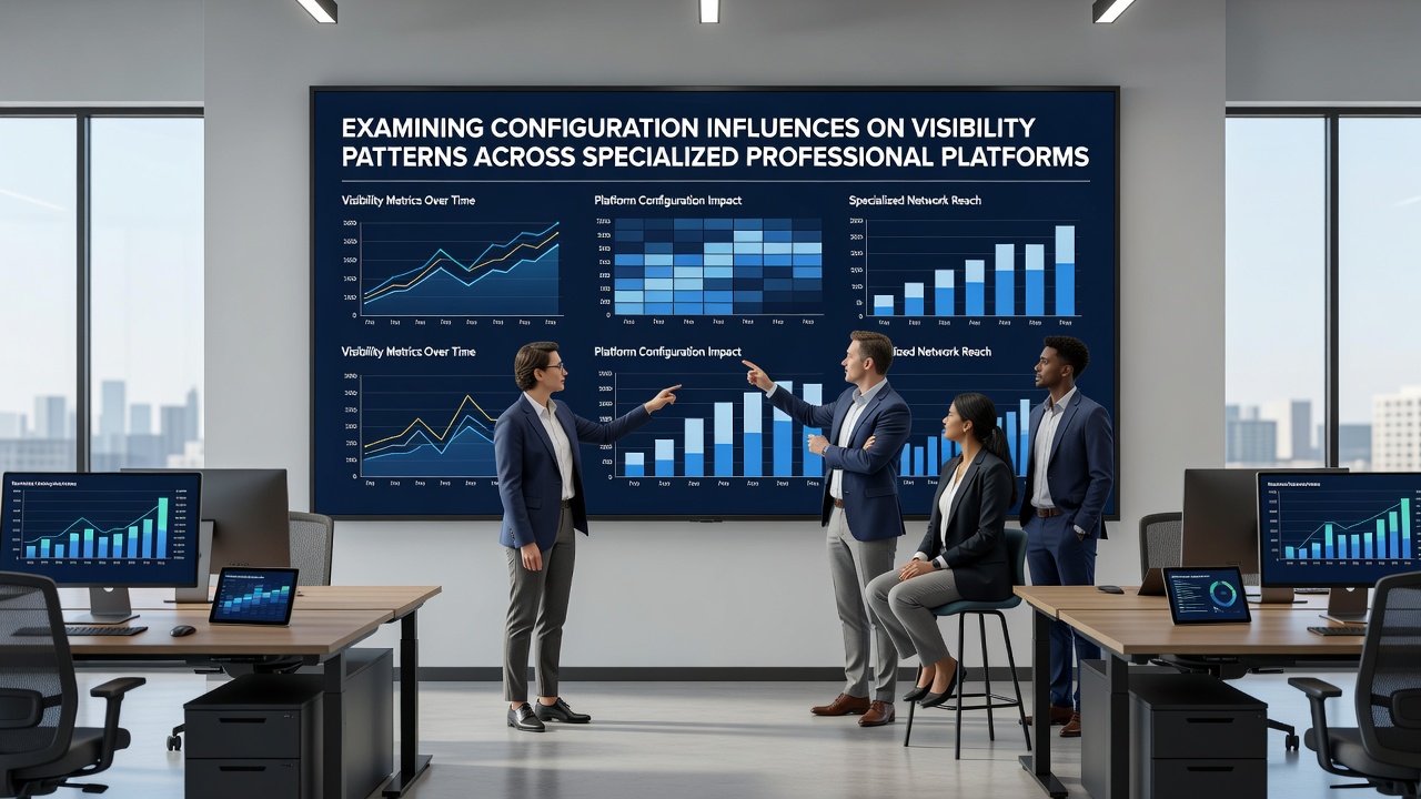 Analytics dashboard displaying visibility metrics and configuration impact charts for professional platform users